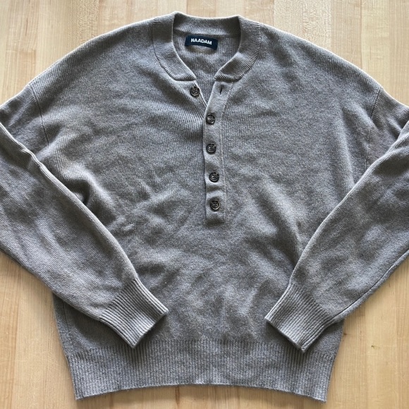 Naadam Cashmere Ribbed Henley - Picture 1 of 6